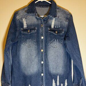 Distressed Denim Shacket  Size Medium